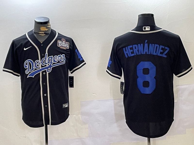 Men Los Angeles Dodgers #8 Hernandez Black Game 2024 Nike MLB Jersey style 11202